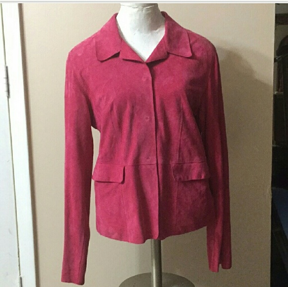 Tahari Jackets & Blazers - TAHARI Hot Pink Suede Jacket